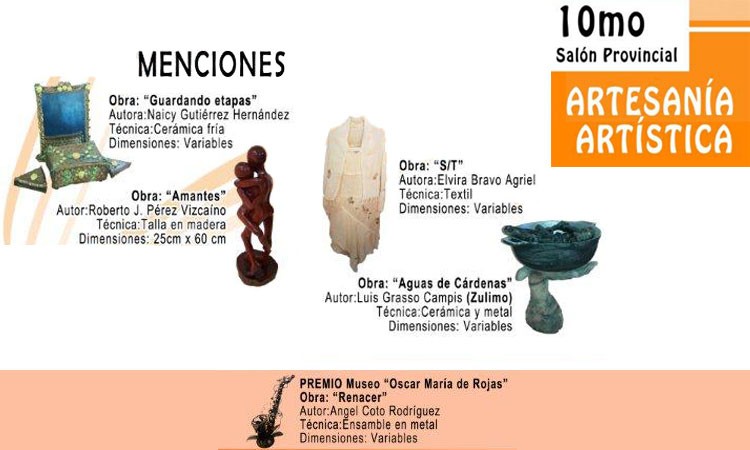 Menciones Salón Provincial. Artesanía Artística