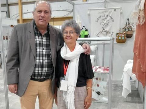Mery Viciedo en compañía del ministro de Cultura Alpidio Alonso.